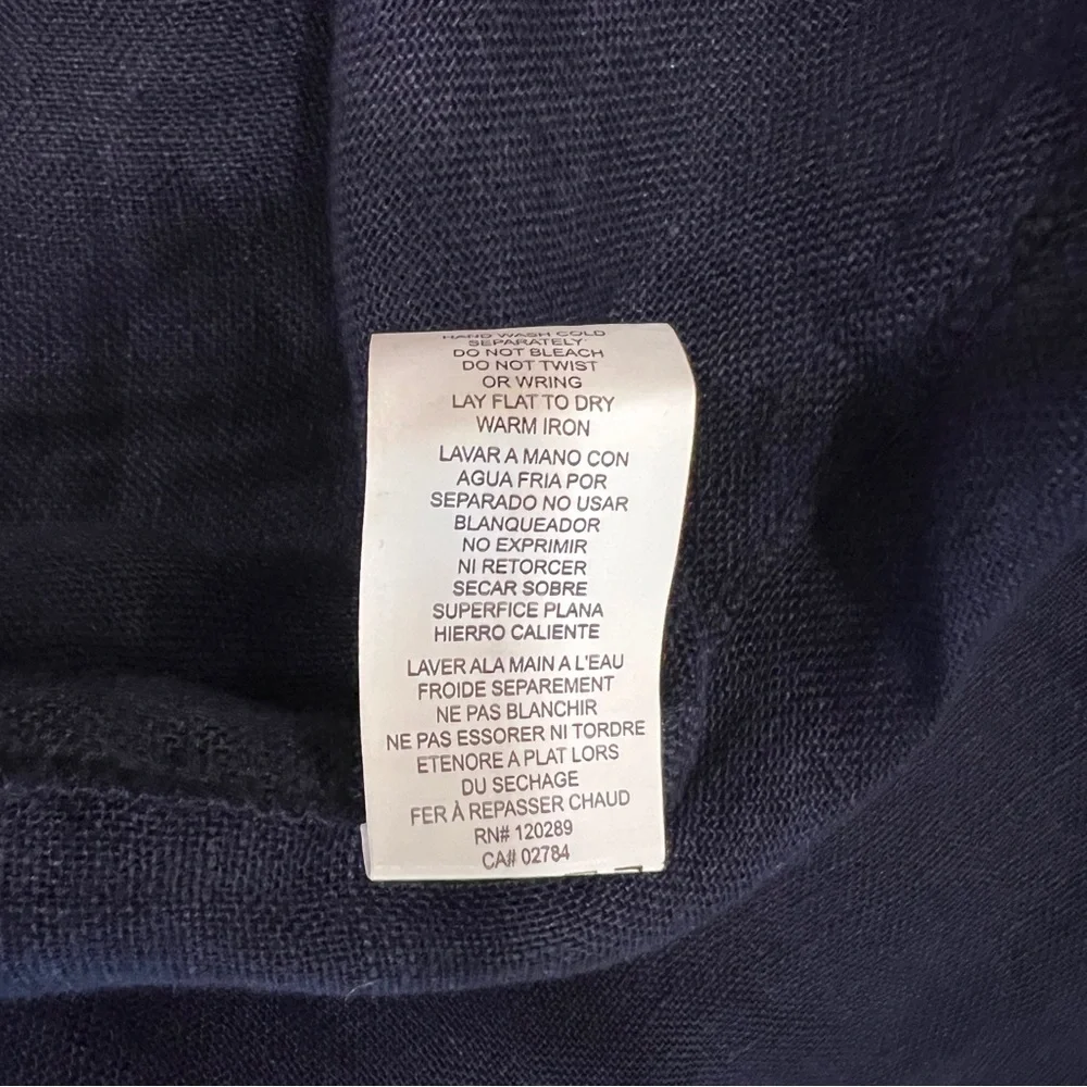 Vitamin A Playa Eco Linen Navy Button Down Shirt Coverup Medium NWOT - Picture 10 of 10